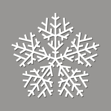 Vektör çizim, beyaz kar tanesi üzerinde gri bir arka plan