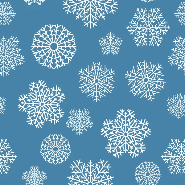 Fundo azul de inverno com flocos de neve. Ilustração vetorial. — Vetor de Stock