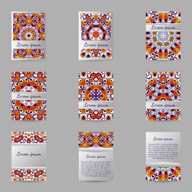 Flyers, broşürler, şablonlar tasarım kümesi.