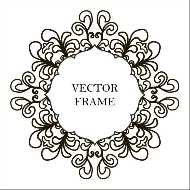 Tasarım şablonu için vektör dekoratif çizgi sanat çerçeve.