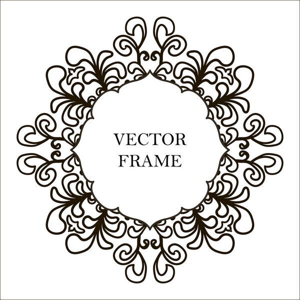 Vector decorative line art frame for design template.