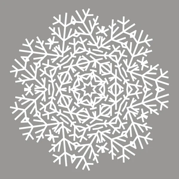 Ilustración vectorial, copo de nieve blanco sobre fondo gris — Vector de stock