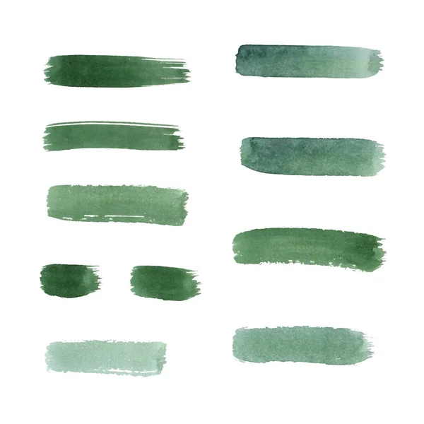 Aquarelle peinte à la main coup de pinceau rayures vertes — Image vectorielle