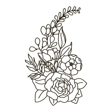 Bir buket gül ile vektör çizim