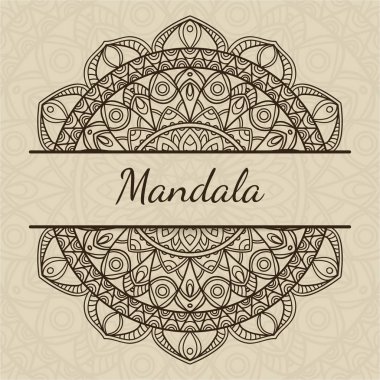 Düğün davetiyesi veya çiçek mandala tebrik kartı.