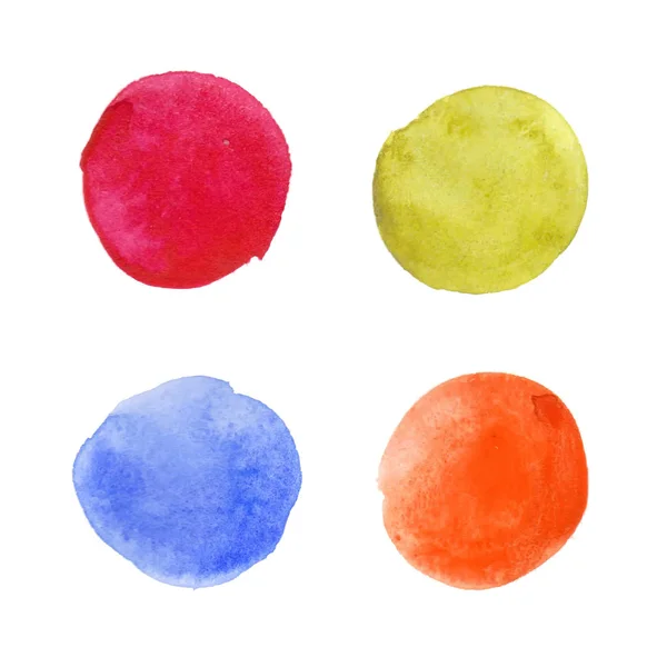 Manchas aquarelas coloridas com traços ásperos, pincel e textura da tinta . — Vetor de Stock