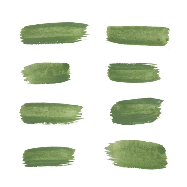 Mão pintado aquarela escova listras verdes — Vetor de Stock