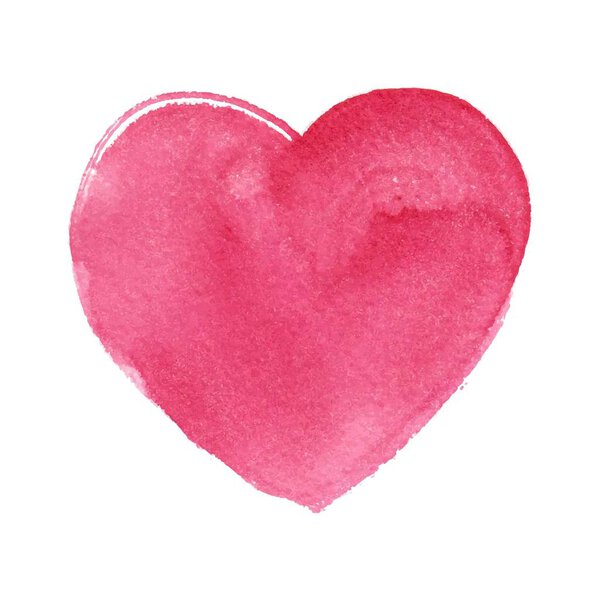 Vector Isolated Watercolor Red Heart, Valentine 's Day Design Element
