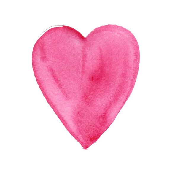 Акварель окрашены розовым сердцем, векторный элемент для вашего дизайна
