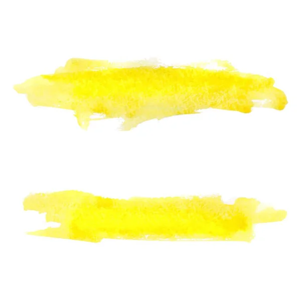 Set lobes aquarelle jaune, isolé sur fond blanc . — Image vectorielle