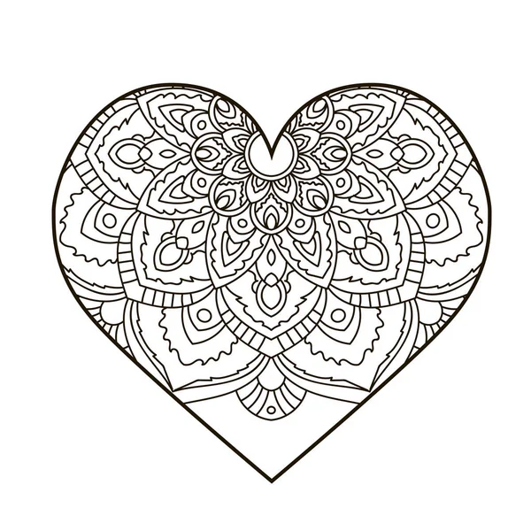 Heart with floral Mandala. Vintage decorative elements. — Stock Vector