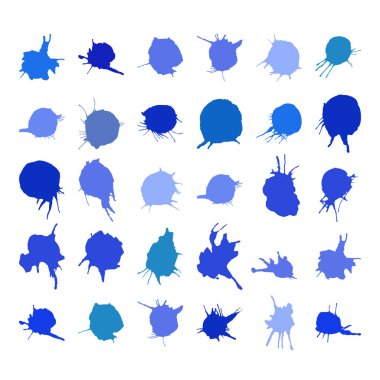 Beyaz zemin üzerine mavi vektör lekesi kümesi