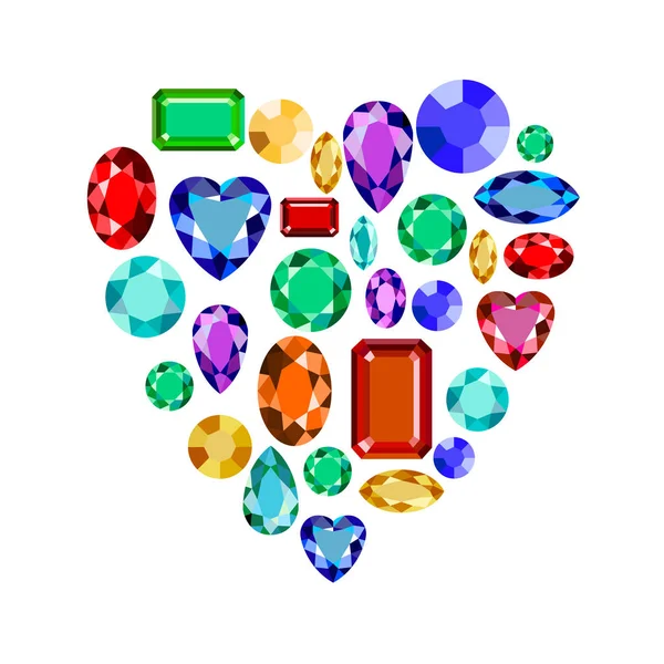 Vector Gemstone Heart Illustration - Stok Vektor