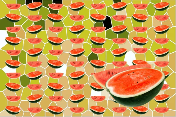 Water Melon Slice Green Abstract Background — Stock Photo, Image