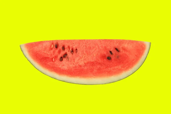 Vatten Melon Slice Isolerad Gul Bakgrund — Stockfoto