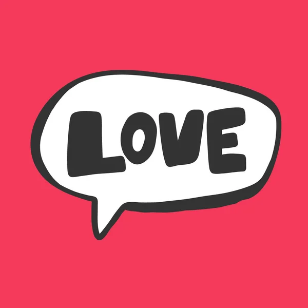 Sevgi. Aşk hakkındaki sosyal medya içeriği için sevgililer günü çıkartması. Vektör el çizimi illüstrasyon tasarımı. — Stok Vektör