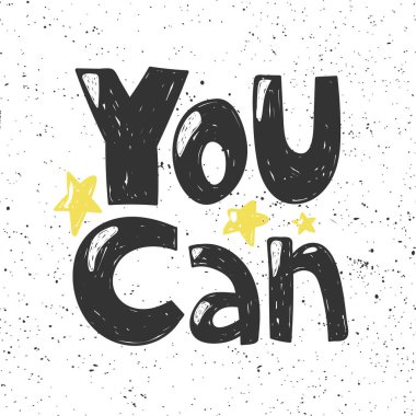 Yapabilirsin. Sosyal medya içeriği etiketi. Vektör el çizimi illüstrasyon tasarımı. 