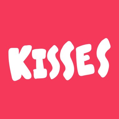 Öptüm. Aşk hakkındaki sosyal medya içeriği için sevgililer günü çıkartması. Vektör el çizimi illüstrasyon tasarımı. 