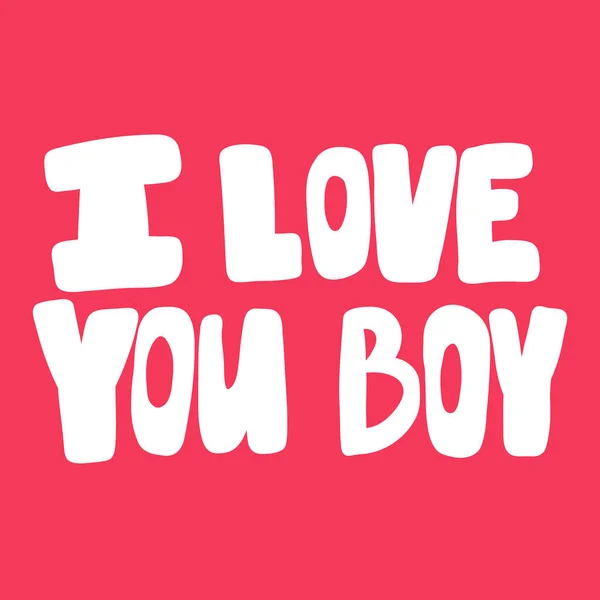 Amo-te rapaz. Valentine Day Etiqueta para conteúdo de mídia social sobre amor. Design de ilustração desenhada à mão vetorial . — Vetor de Stock