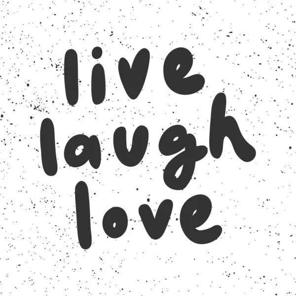 웃고, 사랑하고 살아라. 벡터 손 그림에 만화 글자를 그린 그림. — 스톡 벡터