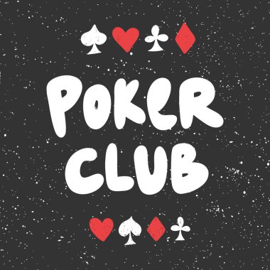 Poker kulübü. Çizgi film harfleriyle çizilmiş vektör el çizimi. 