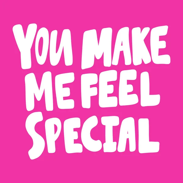 Door jou voel ik me speciaal. Valentijnsdag Sticker voor social media content over liefde. Vector hand getekend illustratie ontwerp. — Stockvector
