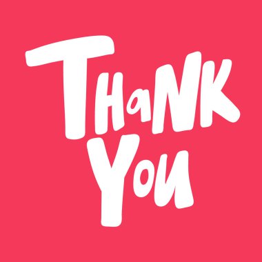 Teşekkür ederim. Aşk hakkındaki sosyal medya içeriği için sevgililer günü çıkartması. Vektör el çizimi illüstrasyon tasarımı. 