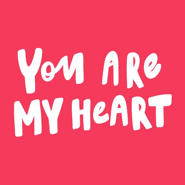 Tu és o meu coração. Valentine Day Etiqueta para conteúdo de mídia social sobre amor. Design de ilustração desenhada à mão vetorial . — Vetor de Stock