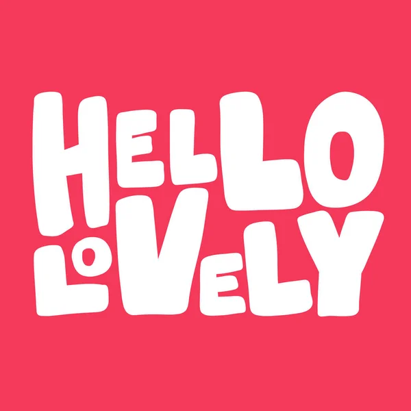 Hallo schön. Valentinstag-Sticker für Social-Media-Inhalte über die Liebe. Vektor Hand gezeichnet Illustration Design. — Stockvektor