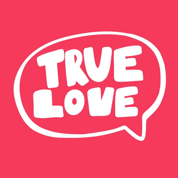 Äkta kärlek. Alla hjärtans dag Sticker för sociala medier innehåll om kärlek. Vektor handritad illustration design. — Stock vektor