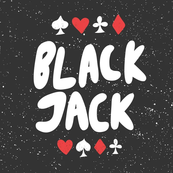 Black jack. Vektorové ručně kreslené nálepky s kresleným nápisem. — Stockový vektor