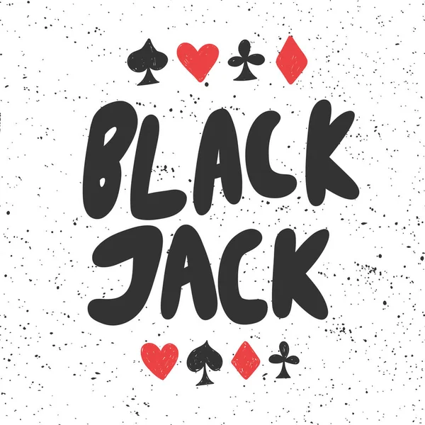 Black jack. Vektorové ručně kreslené nálepky s kresleným nápisem. — Stockový vektor