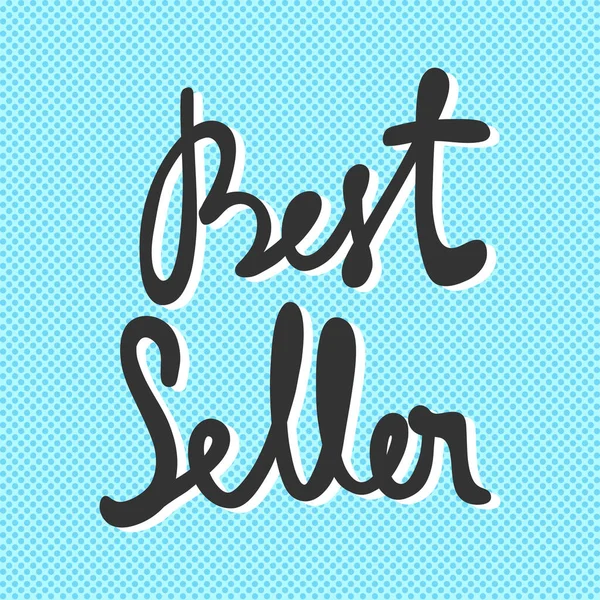 Best seller. Vector dibujado a mano pegatina ilustración con letras de dibujos animados . — Vector de stock