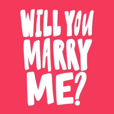 Benimle evlenir misin? Aşk hakkındaki sosyal medya içeriği için sevgililer günü çıkartması. Vektör el çizimi illüstrasyon tasarımı. 