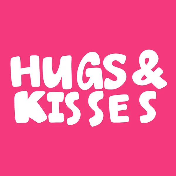 Umarmungen und Küsse. Valentinstag-Sticker für Social-Media-Inhalte über die Liebe. Vektor Hand gezeichnet Illustration Design. — Stockvektor