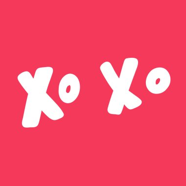Xo Xo. Aşk hakkındaki sosyal medya içeriği için sevgililer günü çıkartması. Vektör el çizimi illüstrasyon tasarımı. 