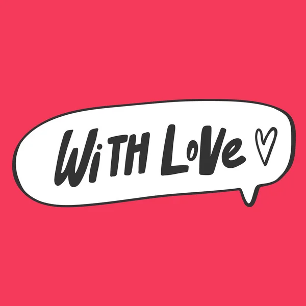 Com amor. Valentine Day Etiqueta para conteúdo de mídia social sobre amor. Design de ilustração desenhada à mão vetorial . — Vetor de Stock