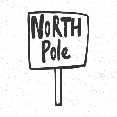 Kuzey kutbu. Noel ve mutlu yeni yıl vekil eli çizgi roman harfleriyle illüstrasyon afişi çizdi. 