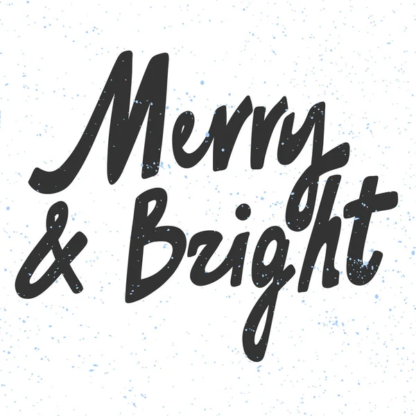 Feliz y brillante. Navidad y feliz año nuevo vector dibujado a mano banner ilustración con letras cómicas de dibujos animados . — Archivo Imágenes Vectoriales