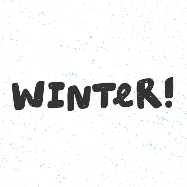 Inverno. Buon Natale e felice anno nuovo. Stagione Inverno Vettore disegnato a mano illustrazione adesivo con scritte dei cartoni animati . — Vettoriale Stock
