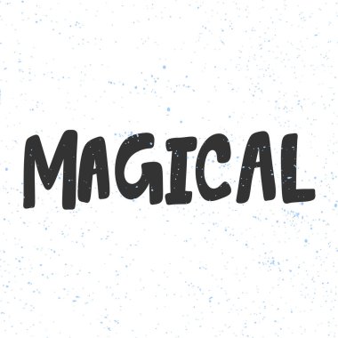 Büyüleyici. Mutlu Noeller ve mutlu yıllar. Sezon Kış Vektörü el karikatür harfleriyle illüstrasyon çıkartması çizdi. 