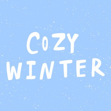 Sıcak kış. Mutlu Noeller ve mutlu yıllar. Sezon Kış Vektörü el karikatür harfleriyle illüstrasyon çıkartması çizdi. 