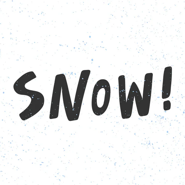 Snövit. God Jul och Gott Nytt År. Säsong Vinter Vektor handritad illustration klistermärke med tecknad text. — Stock vektor