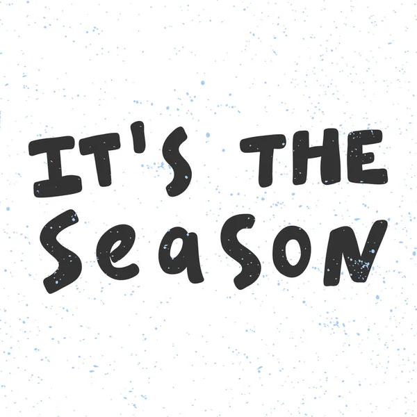 To jest ten sezon. Wesołych Świąt i szczęśliwego Nowego Roku. Sezon Zima Wektor ręcznie rysowane ilustracji naklejki z kreskówek. — Wektor stockowy
