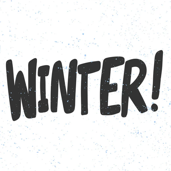 겨울. 메리 크리스마스, 행복 한 새해. 시즌 겨울 벡터 손으로 그린 그림 스티커에 만화 글자가 붙어 있다. — 스톡 벡터
