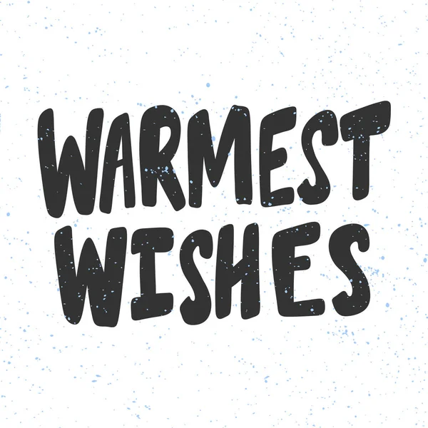 Auguri calorosi. Buon Natale e felice anno nuovo. Stagione Inverno Vettore disegnato a mano illustrazione adesivo con scritte dei cartoni animati . — Vettoriale Stock