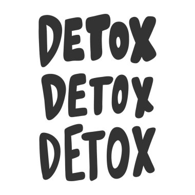 Detoks. Çizgi film harfleriyle çizilmiş vektör el çizimi. 