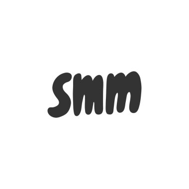 Smm. Sosyal medya içeriği etiketi. Vektör el çizimi illüstrasyon tasarımı. 