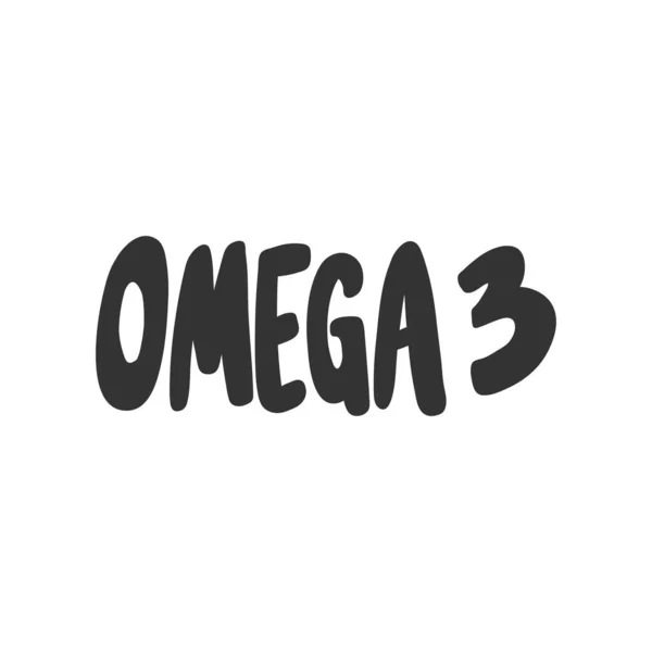 Omega 3. Klistermärke för innehåll i sociala medier. Vektor handritad illustration design. — Stock vektor