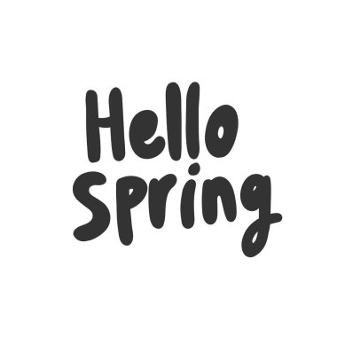 Merhaba Spring. Sosyal medya içeriği etiketi. Vektör el çizimi illüstrasyon tasarımı. 